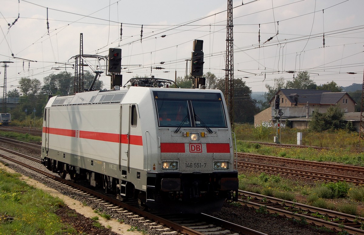 DB 146 551-7 als Tfzf Richtung Leißling, am 15.09.2014 in Naumburg Hbf. (Foto: dampflok015)