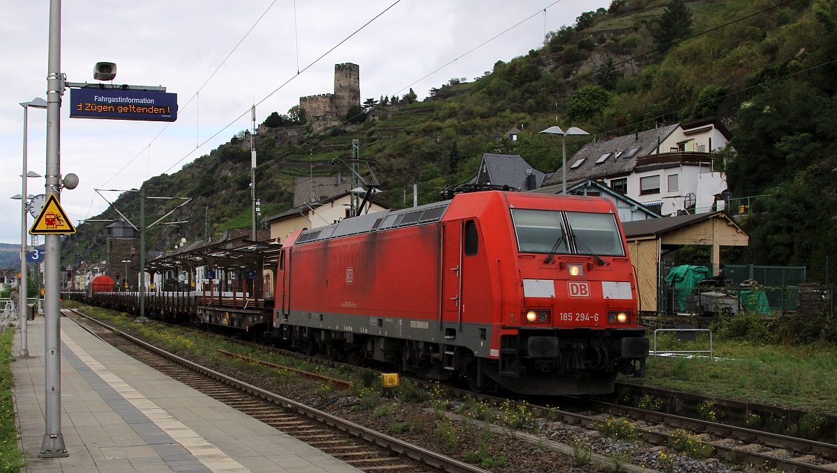 DB 185 294-6(REV/LD X/19.06.15, Verl/KG/03.06.22) mit Güterzug in Kaub aufgenommen. 16.09.2021