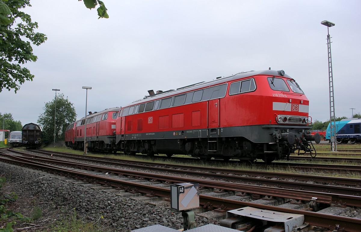 DB 218 379-6, 218 366-3 und RP 218 402-6, Niebüll Gbf 14.06.2020