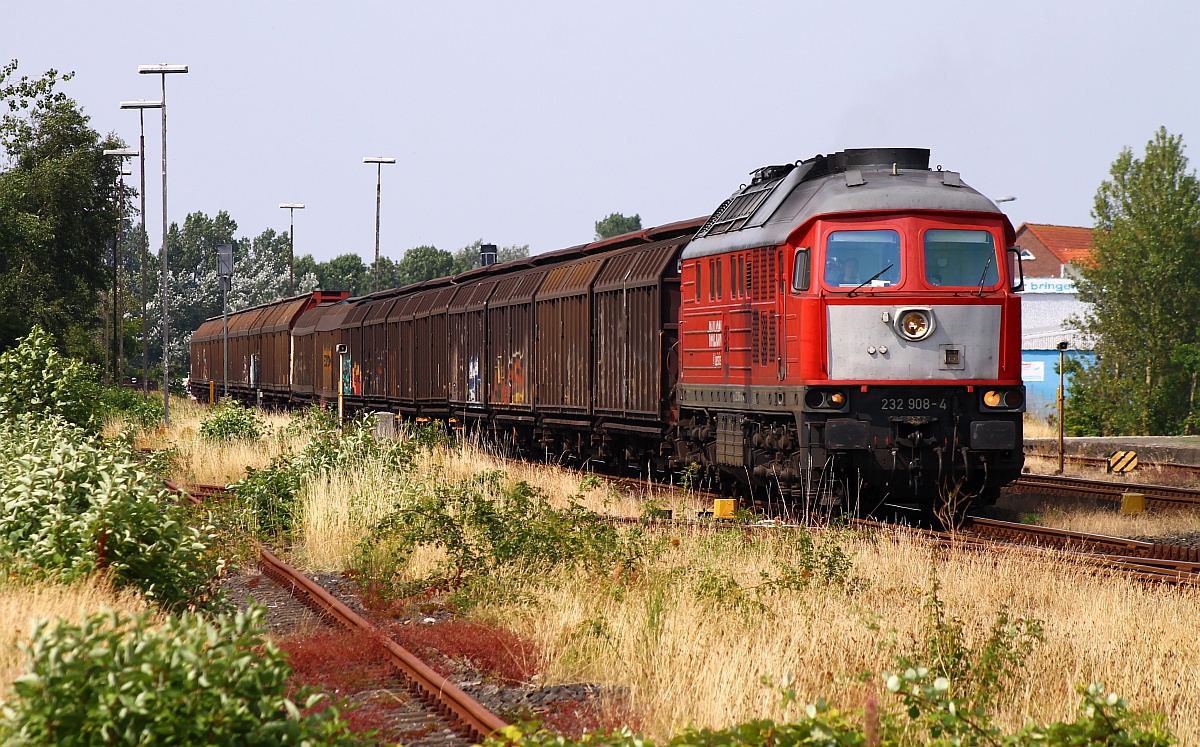 DB 232 908-4 mit Gz aus Dänemark aufgenommen in Husum-Nord. 01.08.2014