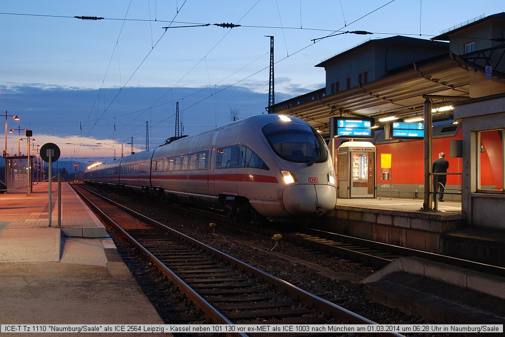 DB 411 010-2  Naumburg/Saale  als ICE 2564 von Leipzig Hbf nach Kassel Wilhelmsh�he, am 01.03.2014 beim Halt in Naumburg Hbf. (Foto: Marco Zergiebel)
