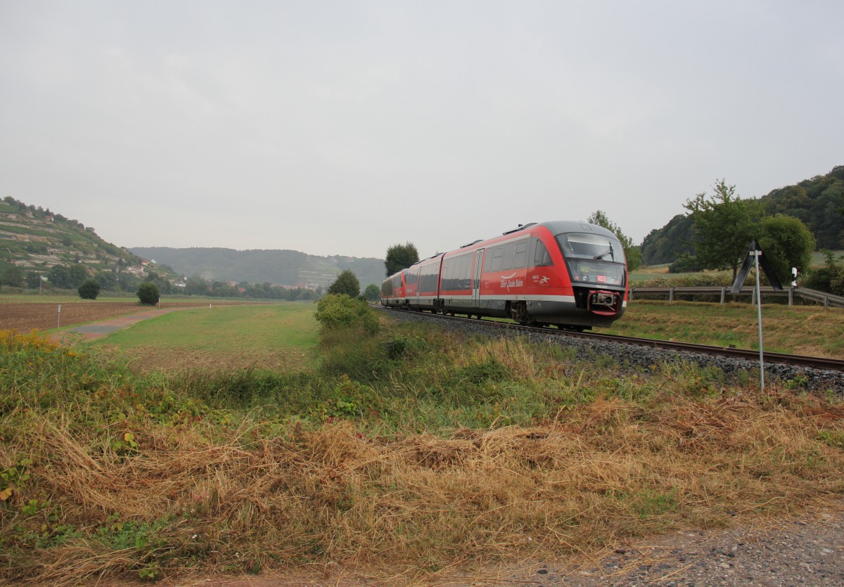 DB 642 219-9 + 642 227 als RB 34871 von Nebra nach Naumburg Ost, am 08.09.2013 bei Balgst�dt. (Foto: Wolfgang Krolop)