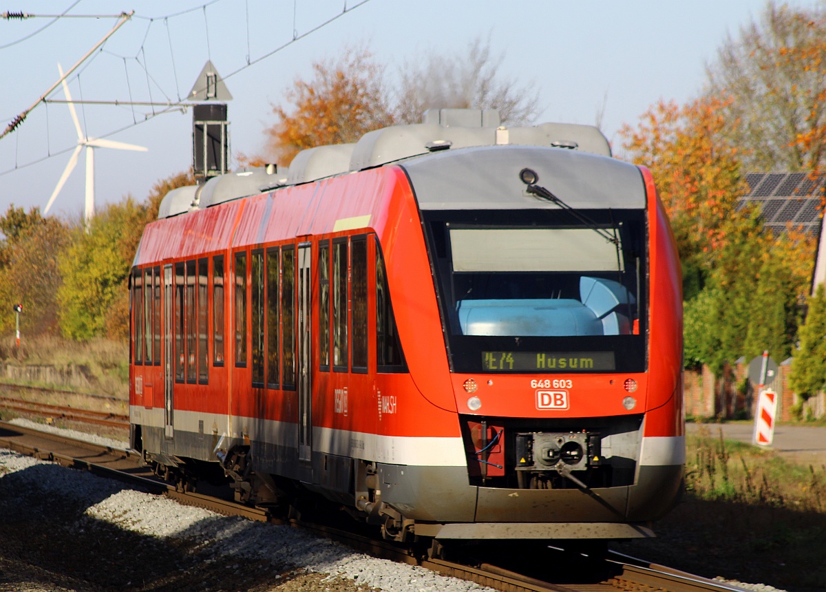 DB 648 103/603 als RE74 nach Husum. Jübek 02.11.2021