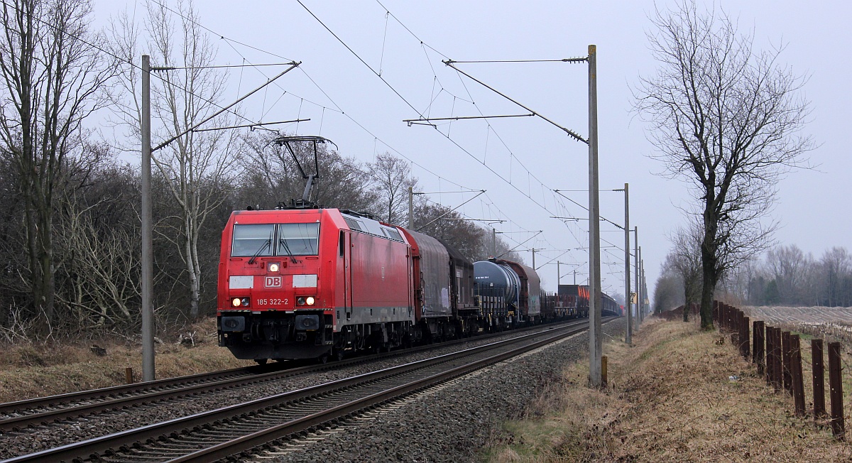DBCSC 185 322 mit Mischer Einfahrt Padborg. 24.03.2021