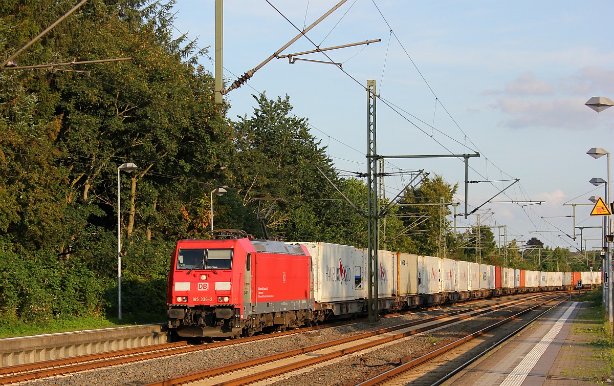 DBCSC 185 336-2 mit dem neuen Volvo Zug unterwegs Richtung Dänemark. Schleswig 23.08.2017