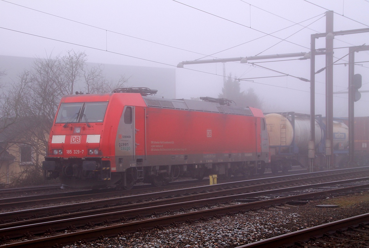 DBS/RSC 0185 329-7(Unt/RMR/06.05.08)abgestellt im dämlichen ähm dänischen Nebel in ´Padborg. 01.03.2014