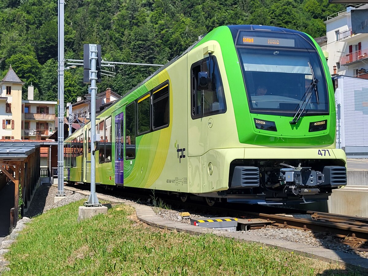 Der ASD ABe 4/8 471 beim Halt in Le Sépey.
27. Juli 2024