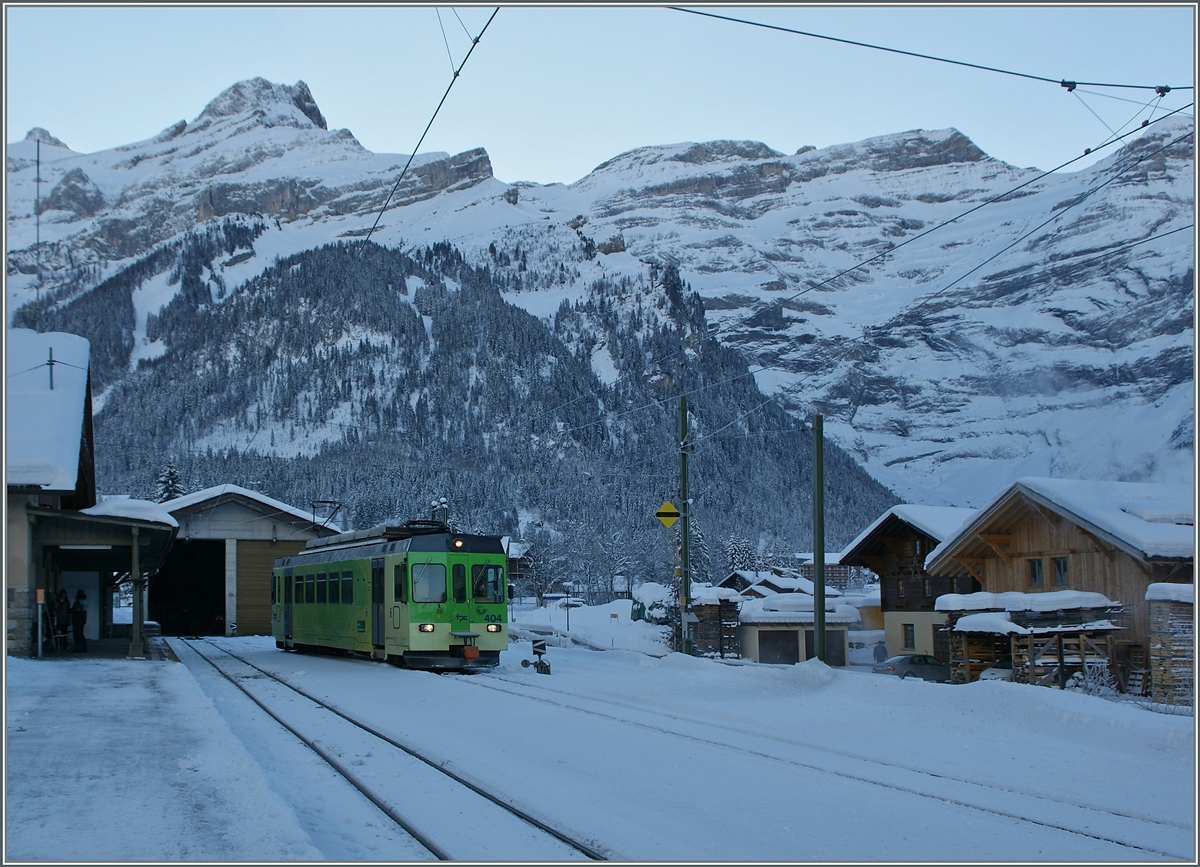 Der ASD BDe 4/4 404 in Les Diablerts.
25. Jan. 2014