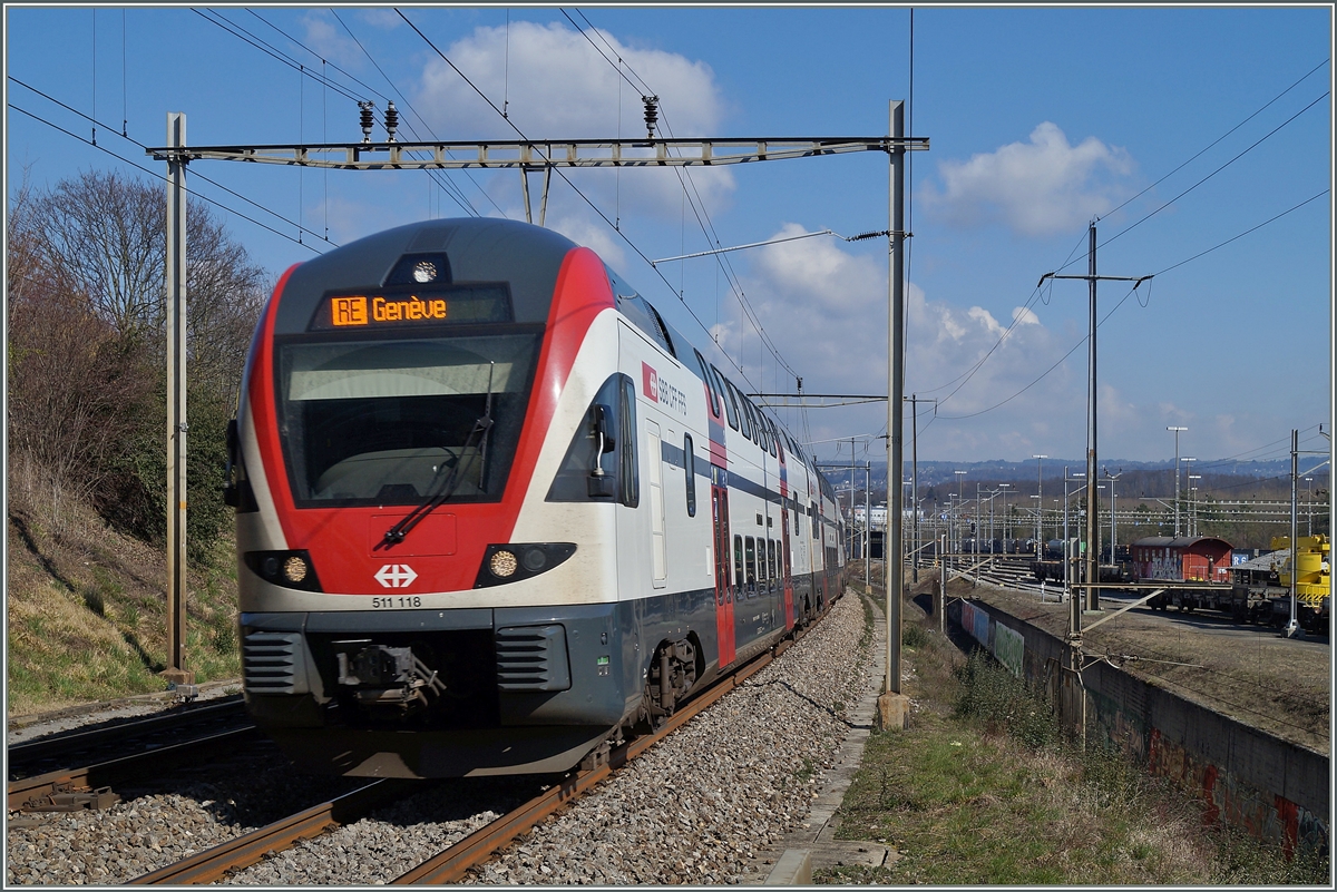 Der RABe 511 118 in Lonay-Preveranges. 
5. März 2014