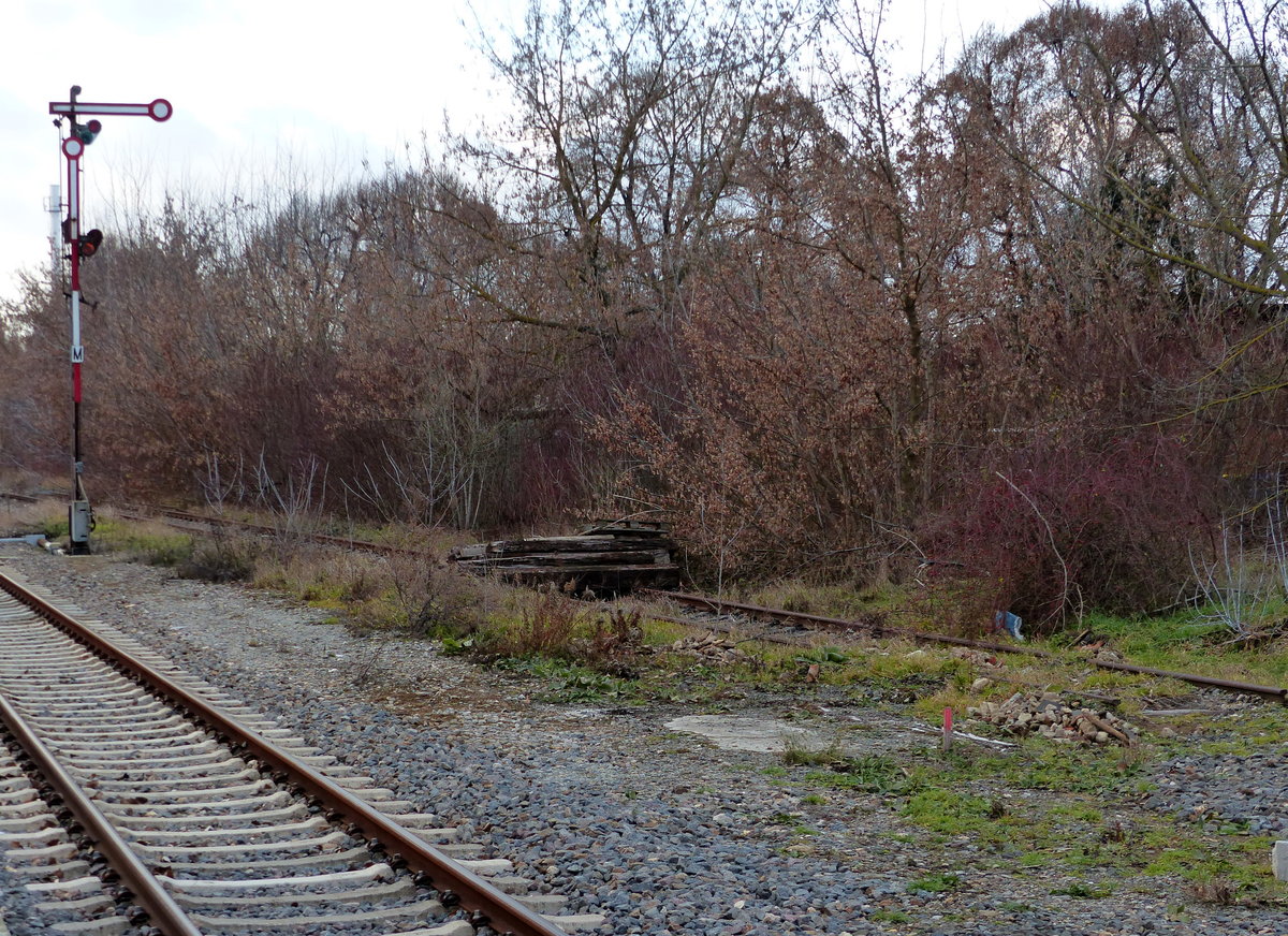 Der Rest vom ehemaligen Gleis 5, am 27.12.2016 in Laucha.