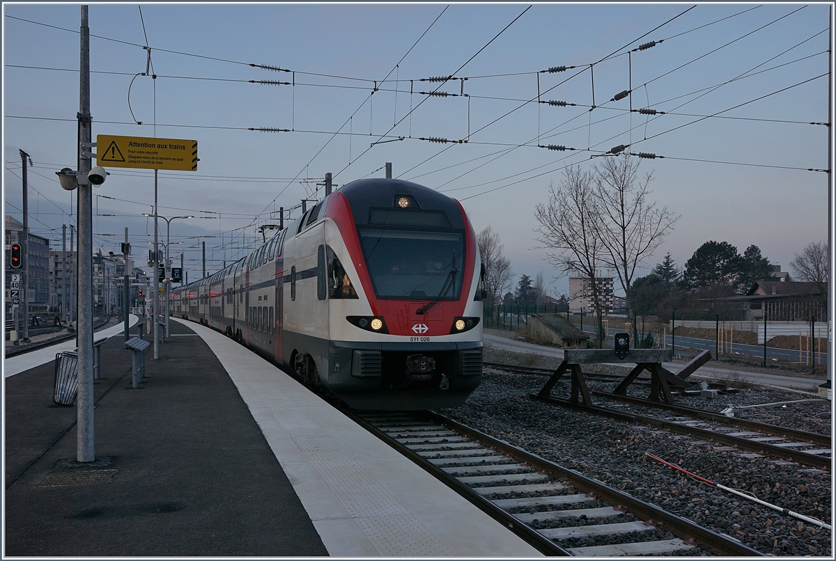 Der SBB RABe 511 026 erreicht das französiche Annemasse. 

21. Jan. 2020