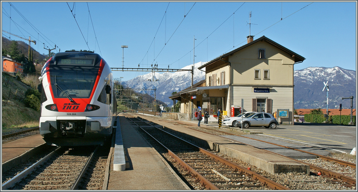 Der  TILO  Flirt RABe 524 004 als S30 nach Maggadino Vira.

 
21. März 2013