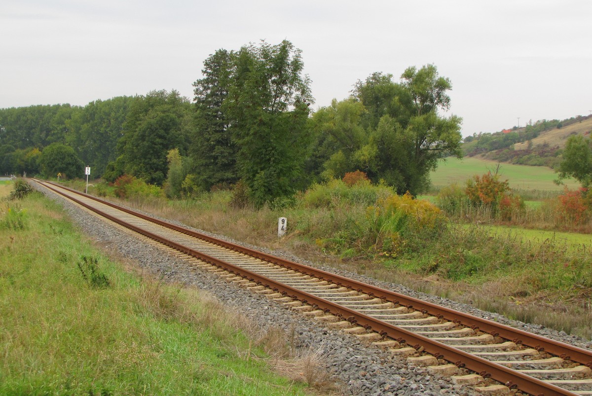 Der Unstrutbahn km 9,4 am 05.10.2013 bei Balgst�dt.