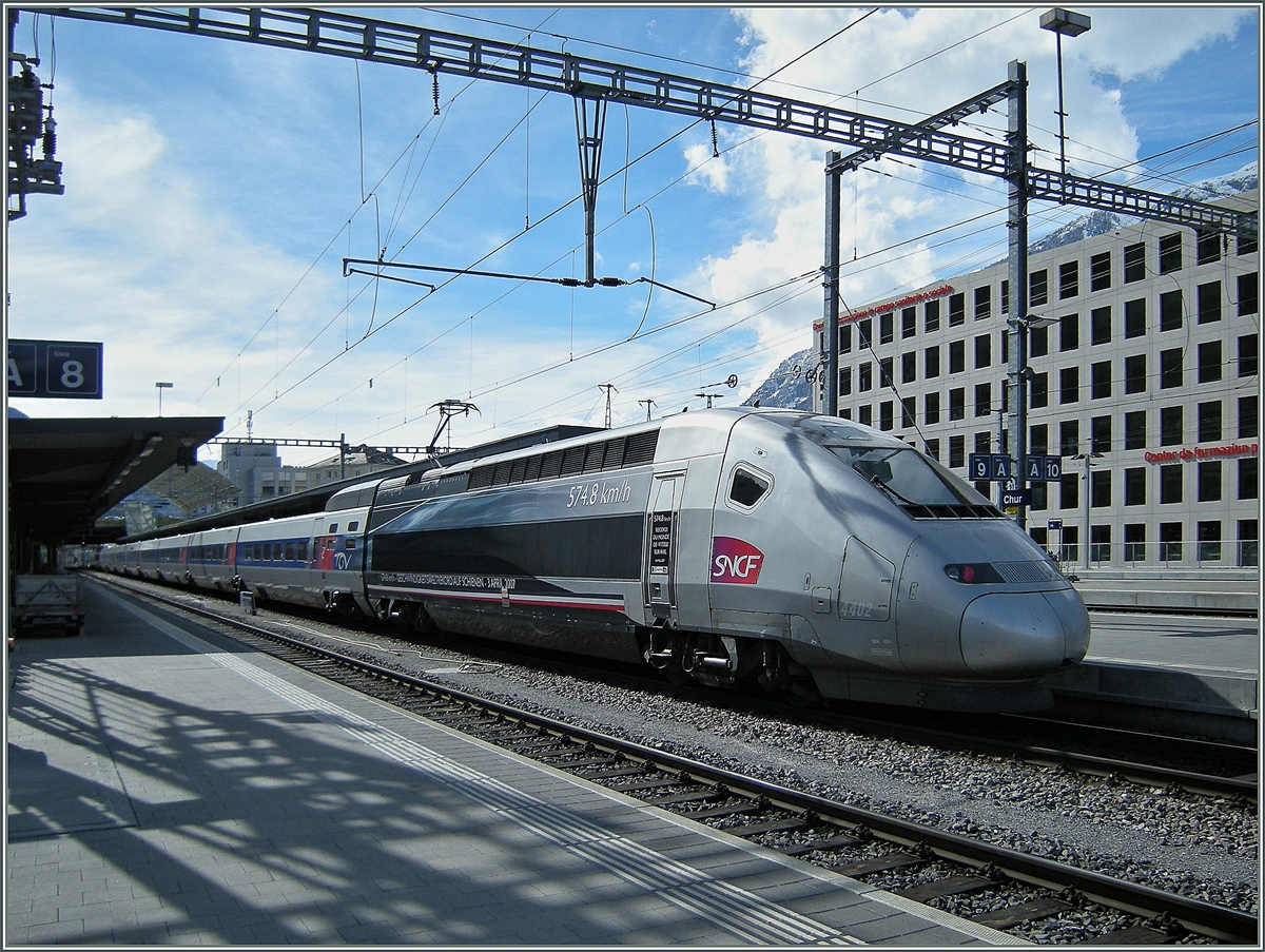 Der Weltrekord TGV in Chur. (in einem Lyria-Umlauf Paris - Chur - Paris) 
22.03.2008 