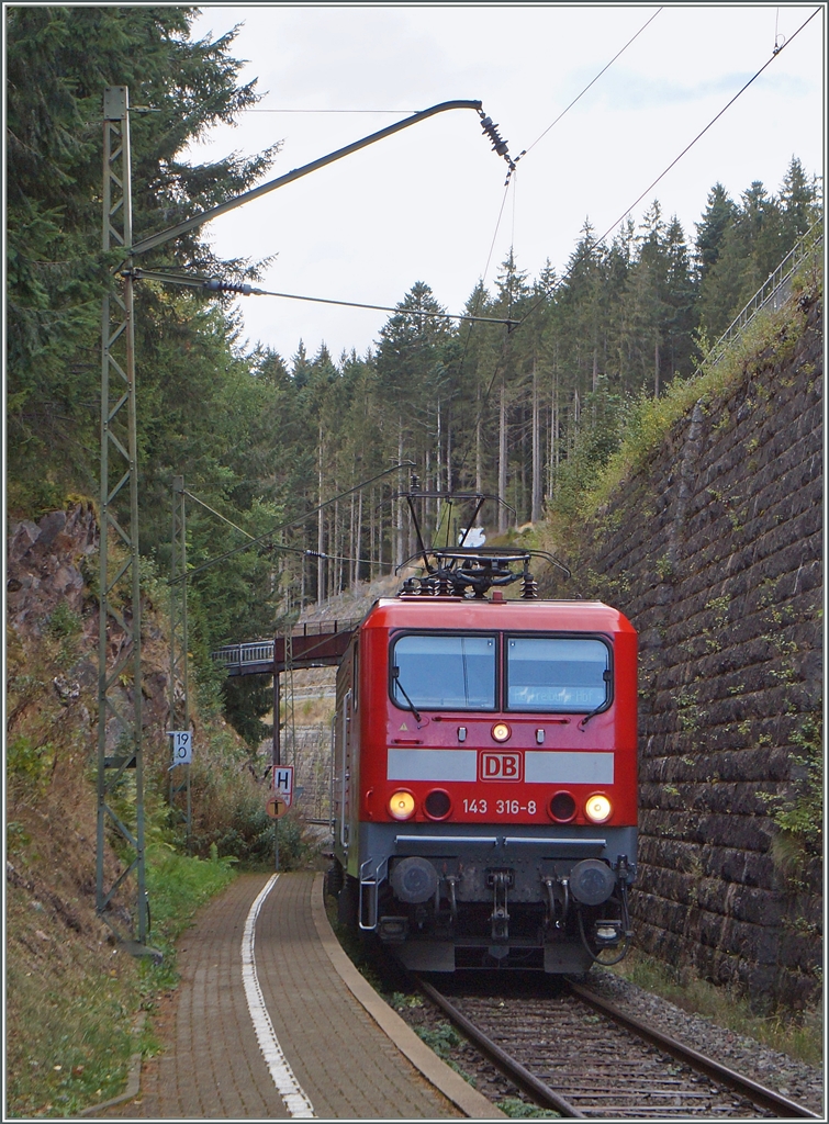 Die 143 316-8 erreicht mit ihrem (nicht zu shenden!) RB von Freiburg kommend ihr Ziel Seebruck. 
14. Sept. 2015