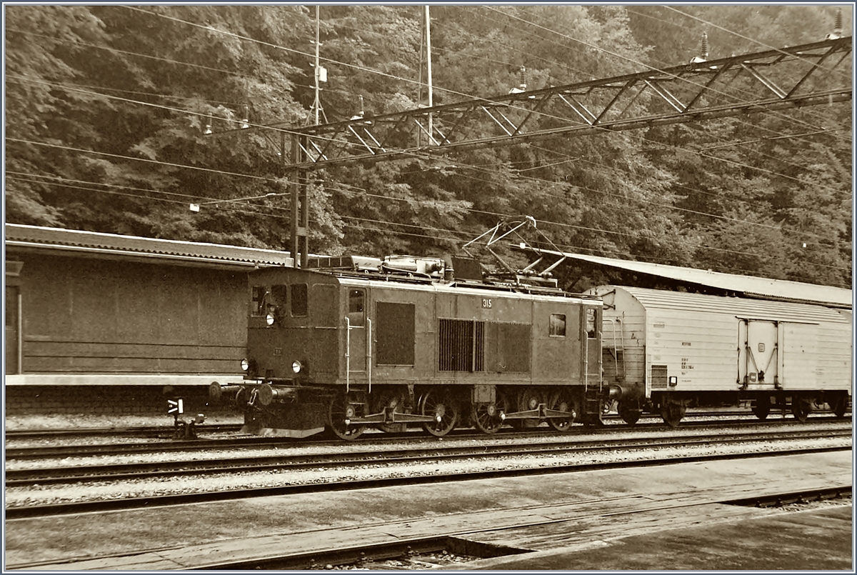 Die BLS Ce 4/4 315 rangiert in Bern Weissenbühl. 

26. Juli 1984