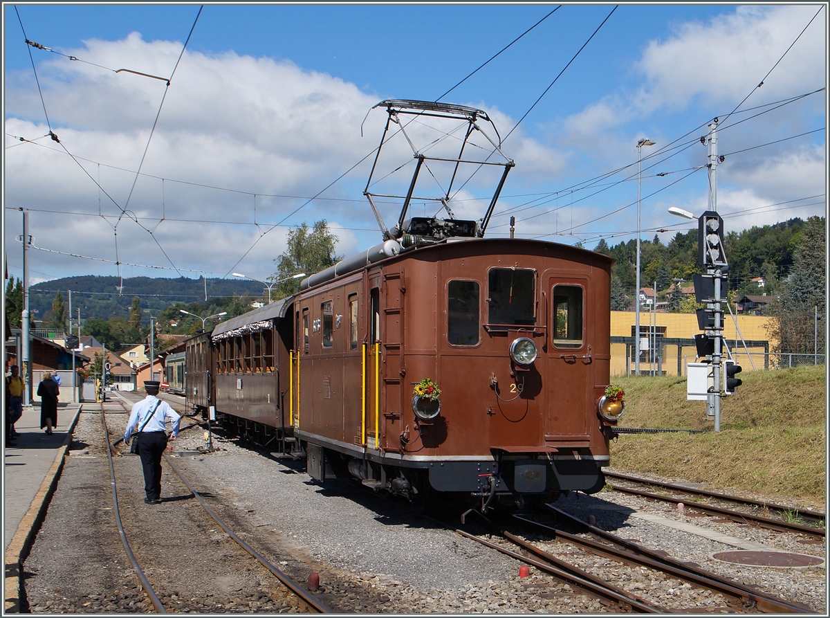 Die BOB HGe 3/3 29 in Blonay.
13.09.2014