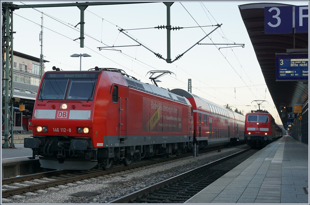 Die DB 146 112-8 in Freiburg im Breisgau.
30. Nov. 2016