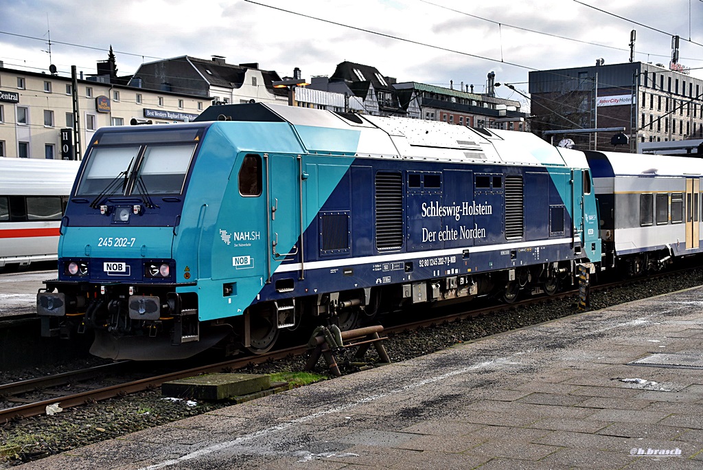 die neuen zugpferde der NOB:hier die 245 202-7,mit einer einheit,im bf hh-altona,09.01.16