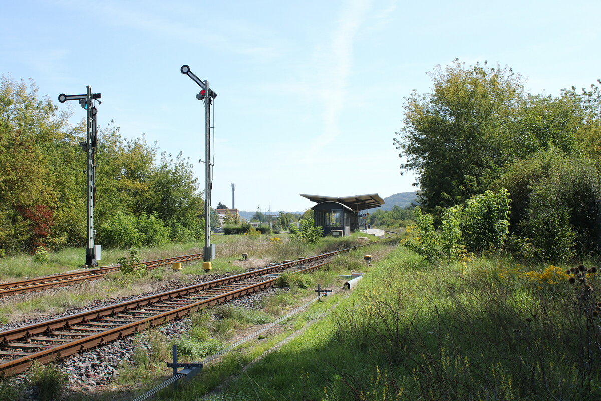 Die noch vorhandenen Flügelsignale in Laucha (Unstrut), am 09.09.2023.