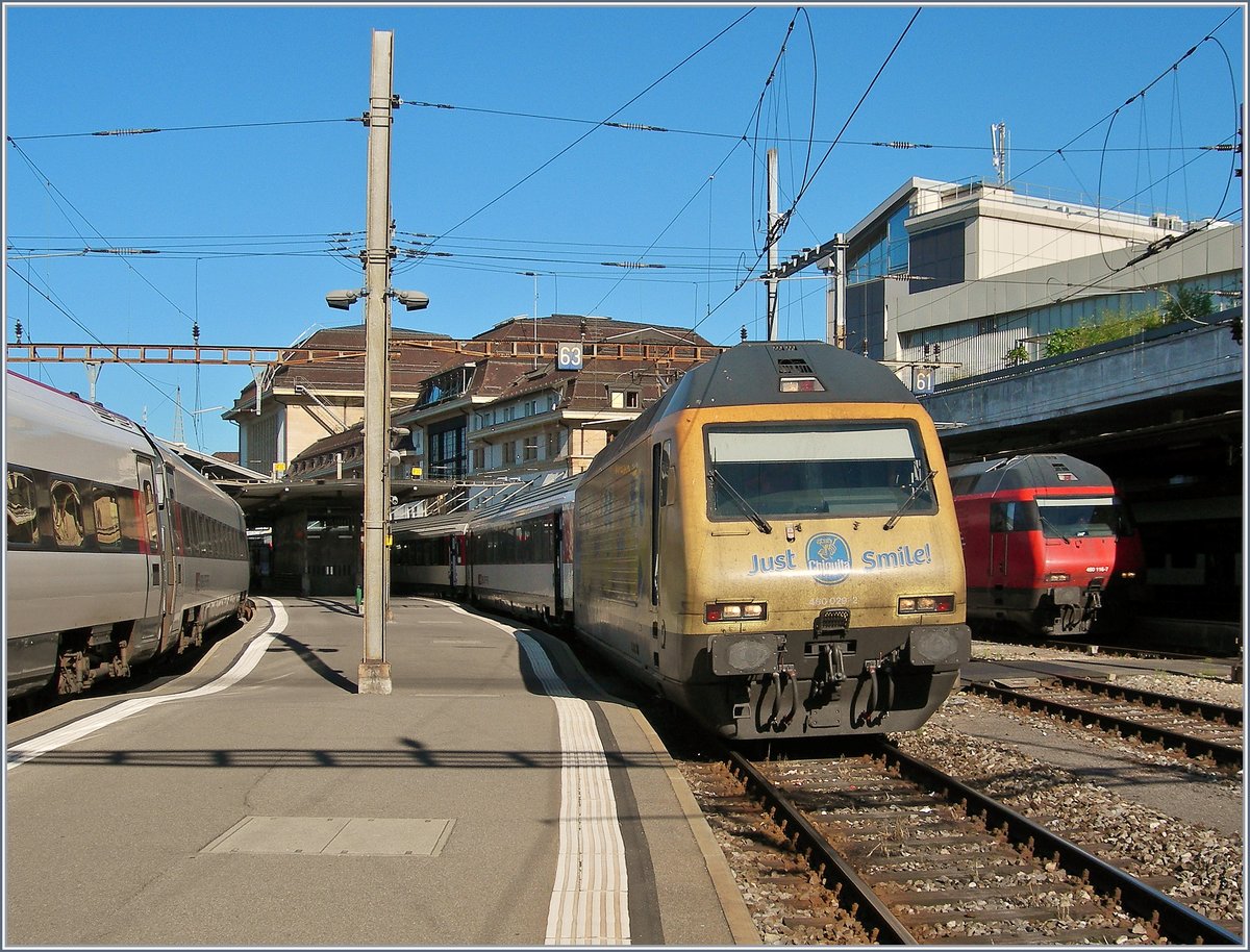 Die SBB Re 460  Bananenlok  in Lausanne.
22. August 2016