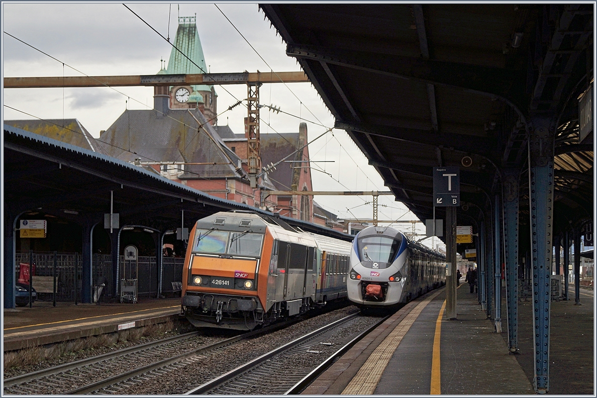 Die SNCF BB 26141 und der SNCF 83501 in Colmar.
13. Mrz 2018