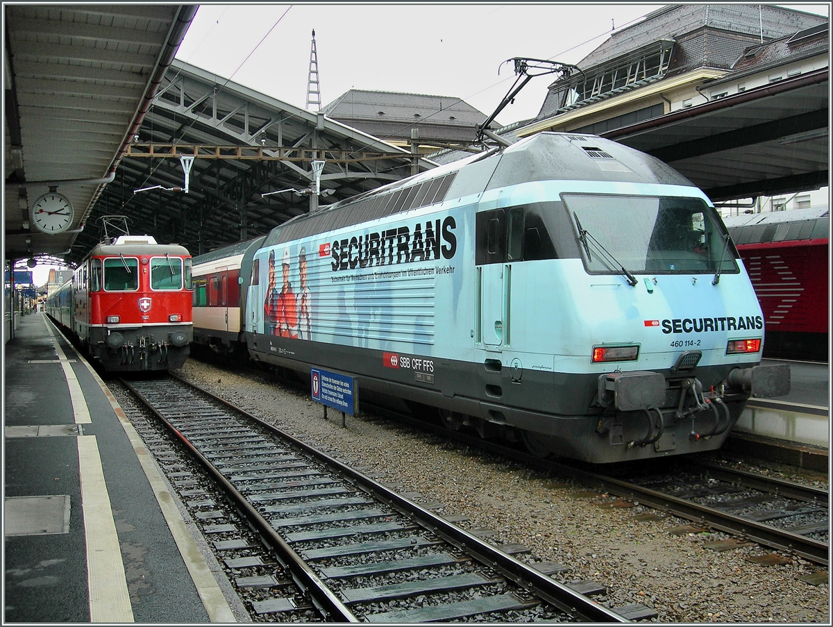 Die  süsse  Re 460 114-2  Securitrans  in Lausanne.
6. Dez. 2006