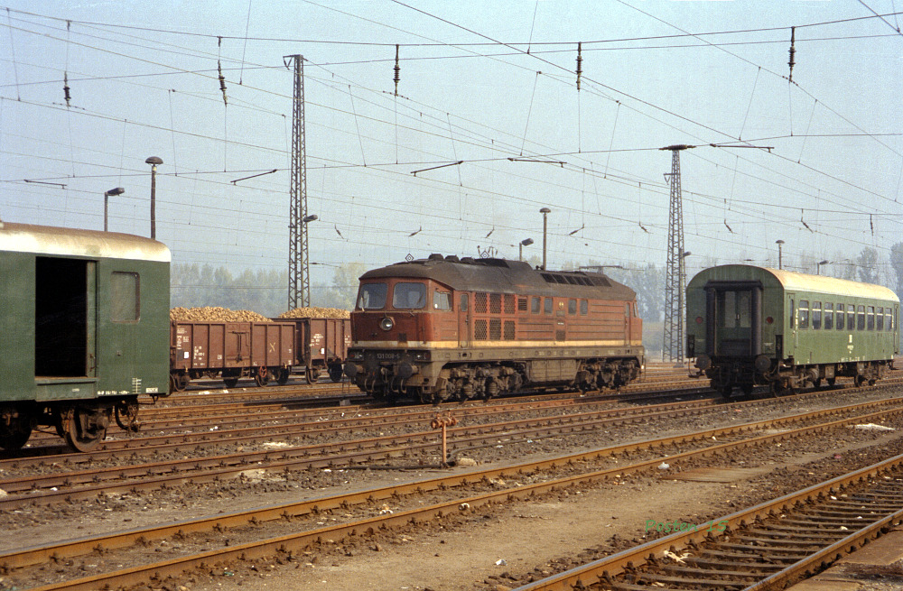 DR 131 008-5 im Oktober 1991 in Naumburg (S) Hbf. (Foto: J�rg Berthold)