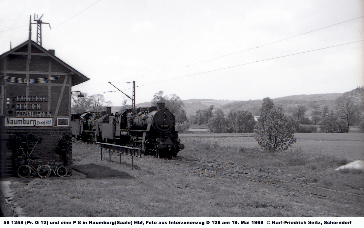 DR 58 1258 am 19.05.1968 abgestellt in Naumburg Hbf. (Foto: Karl-Friedrich Seitz)