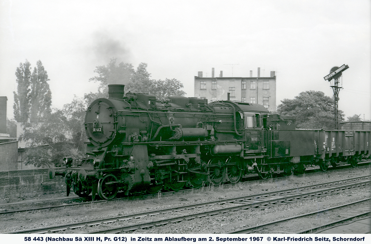DR 58 443 am 02.09.1967 am Ablaufberg in Zeitz. (Foto: Karl-Friedrich Seitz)