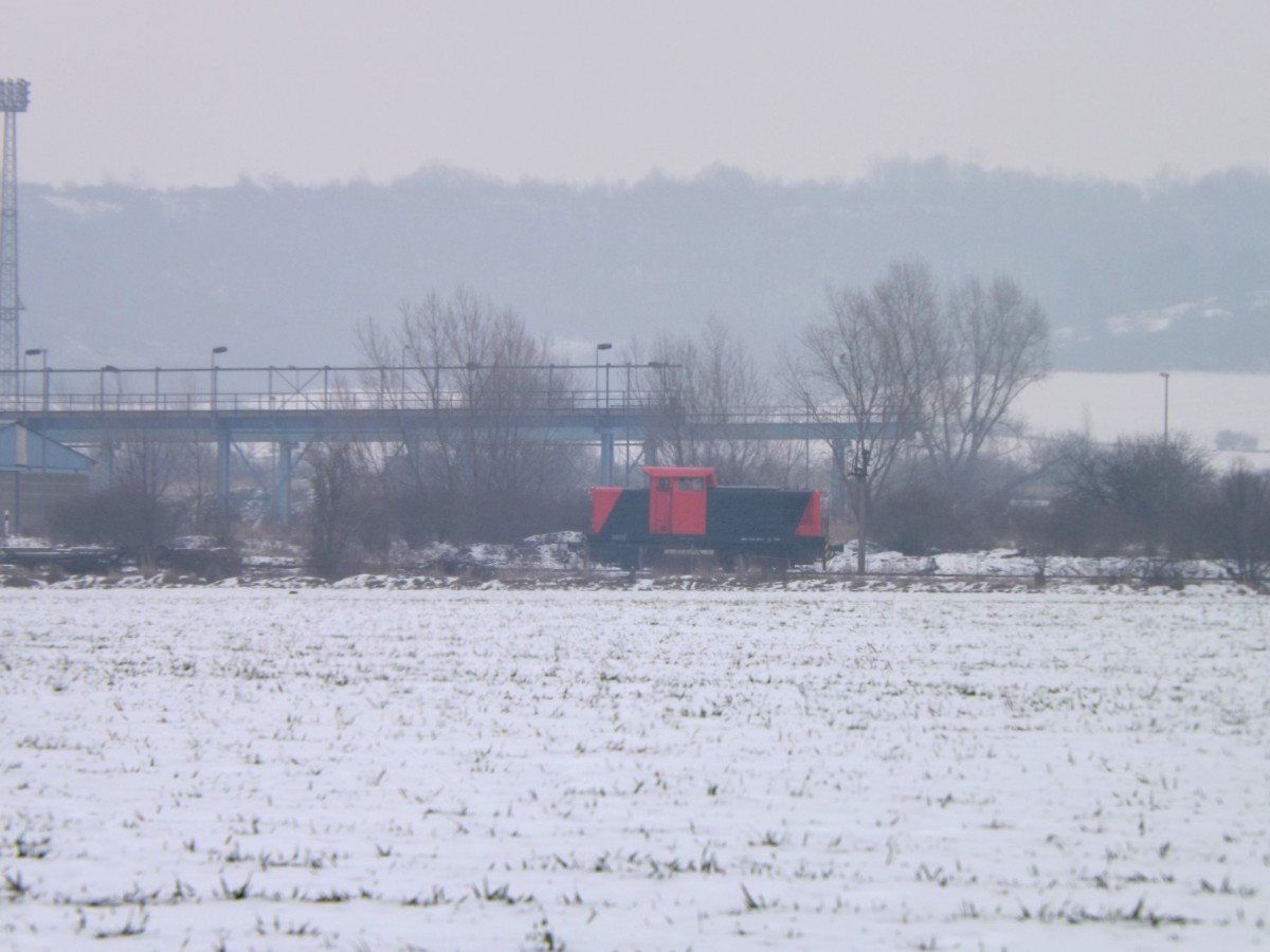 EBS 346 603-4 am 31.01.2014 auf den Anschlussgleisen der EBS in Karsdorf. (Foto: Kevin Wrobel)