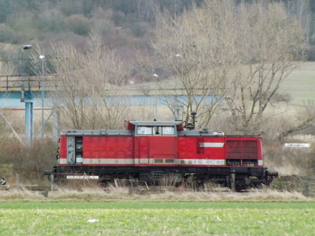EBS V100 am 07.02.2014 auf den Anschlussgleisen der EBS in Karsdorf. (Foto: Kevin Wrobel)