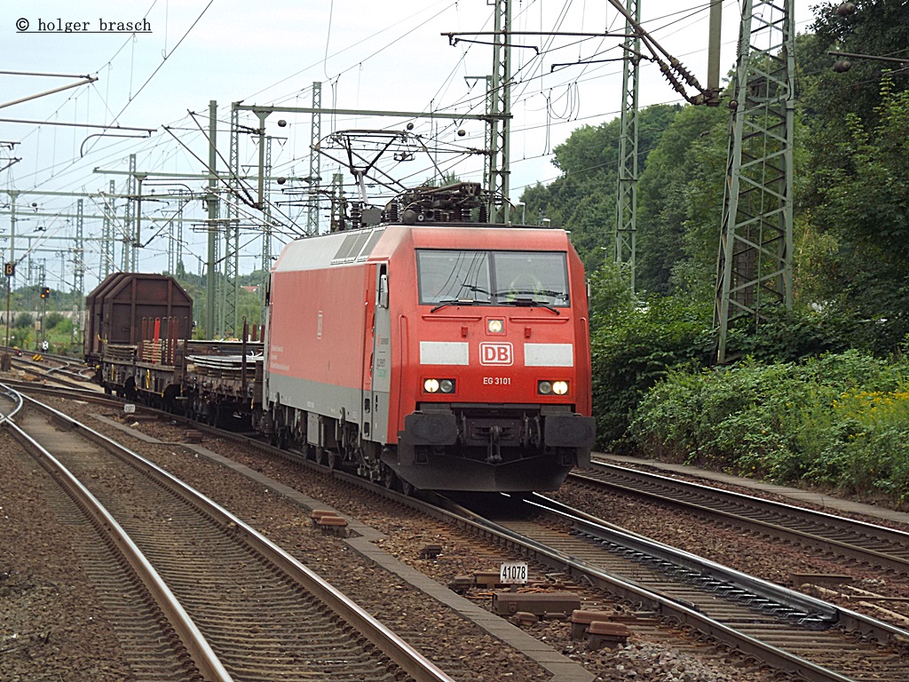 EG 3101 der DSB fuhr mit einen kurzen gterzug am 21.08.13 durch hh-harburg