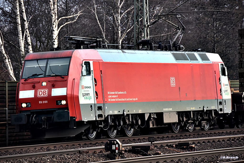 EG 3101 zog einen gemischten güterzug durch hh-harburg,13.02.16