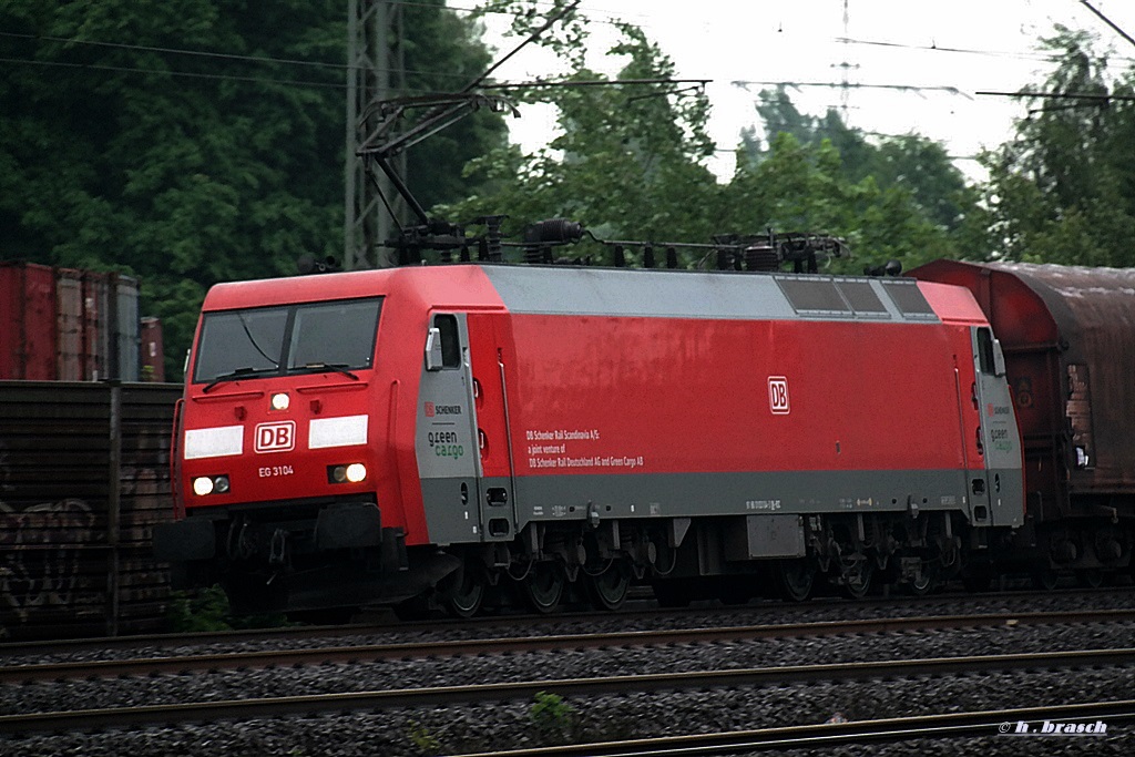 eg 3104 fuhr mit einen gemischten gterzug am 23.05.14 durch hh-harburg