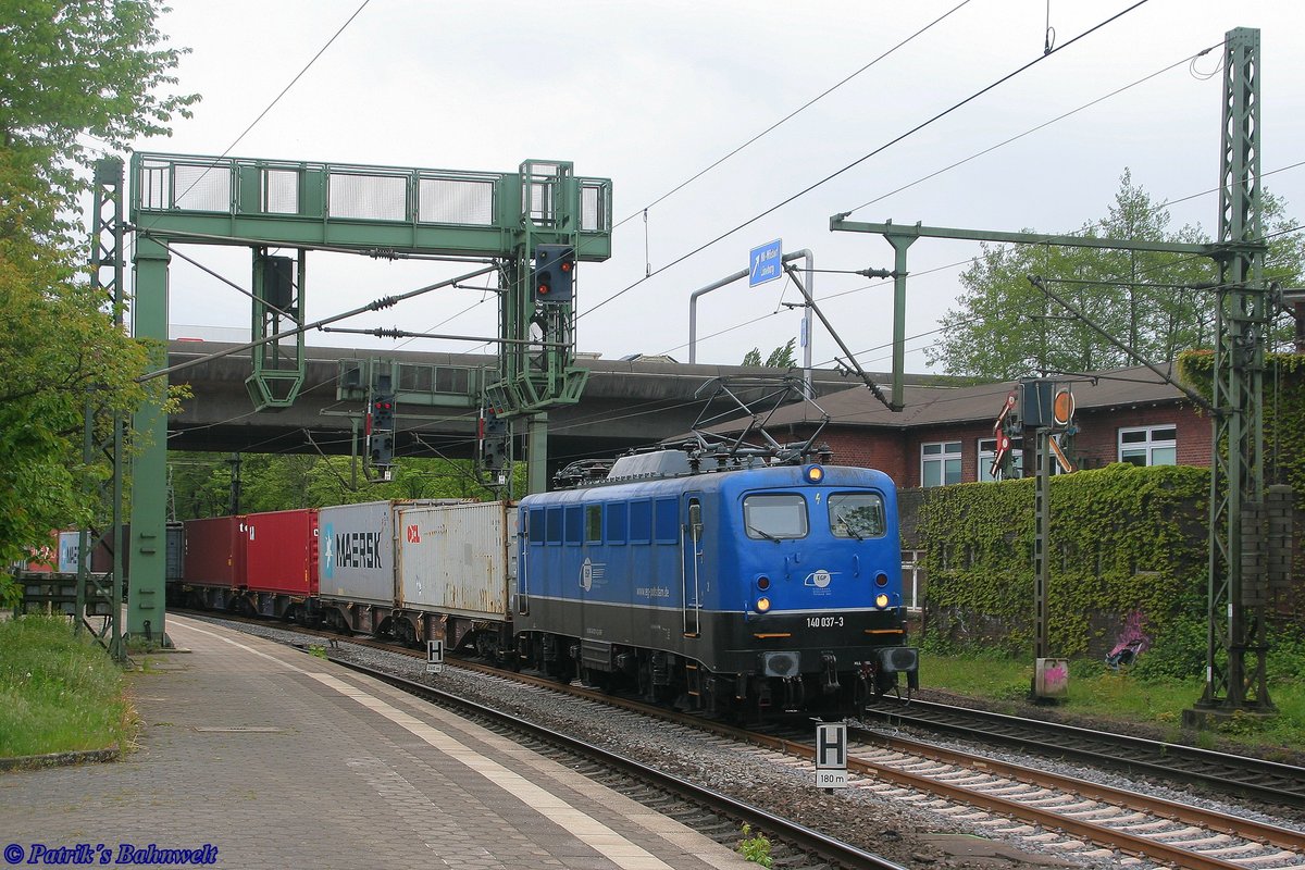 EGP 140 037 mit Containerzug am 08.05.2019 in Hamburg-Harburg