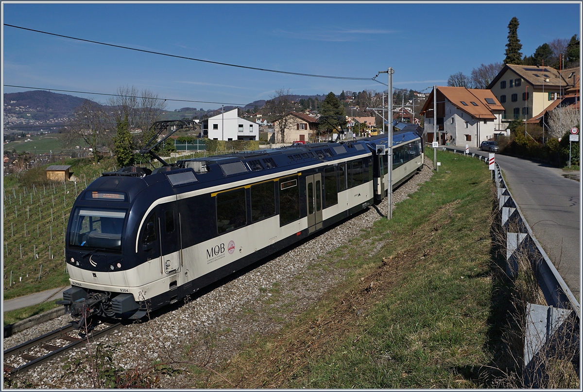 Ein Alpina Triebwagenzug auf der Fahrt von Montreux nach Zweisimmen bei Planchamp.

15. März 2020