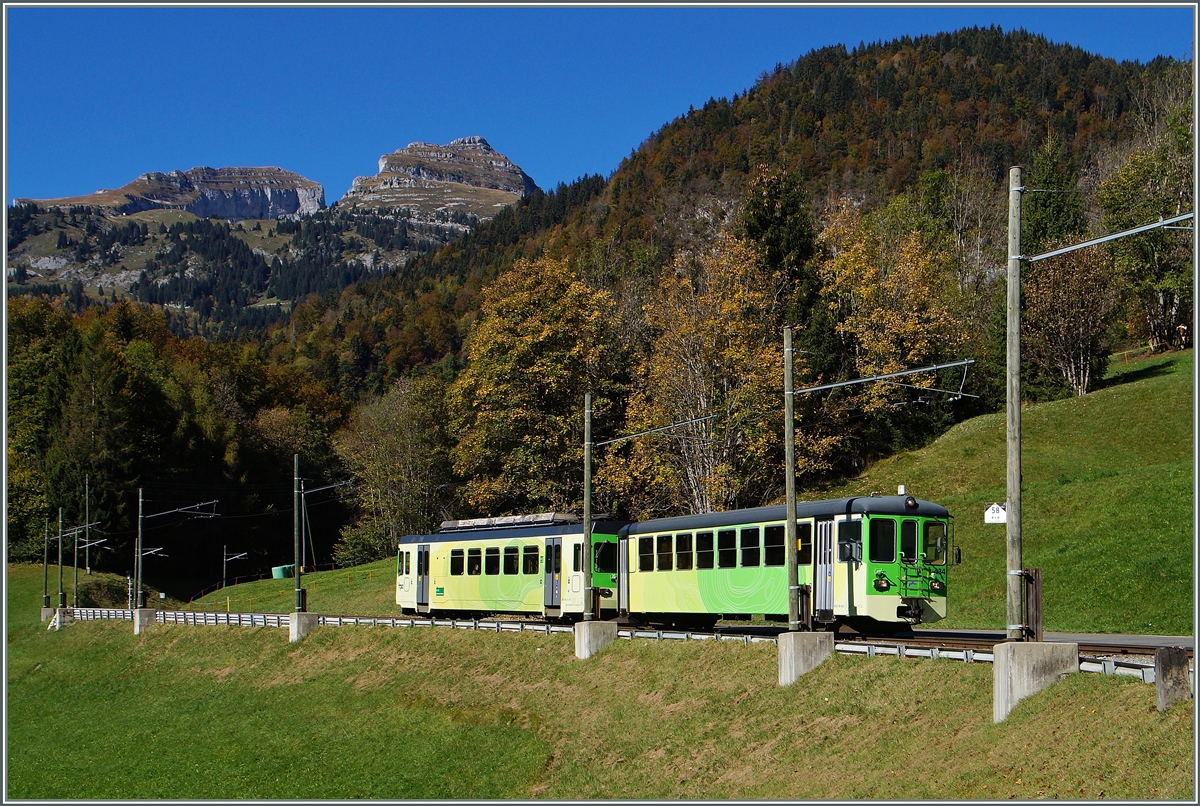 Ein ASD Regionalzug zwischen Le Sépey und Les Planches. 
18. Okt. 2014