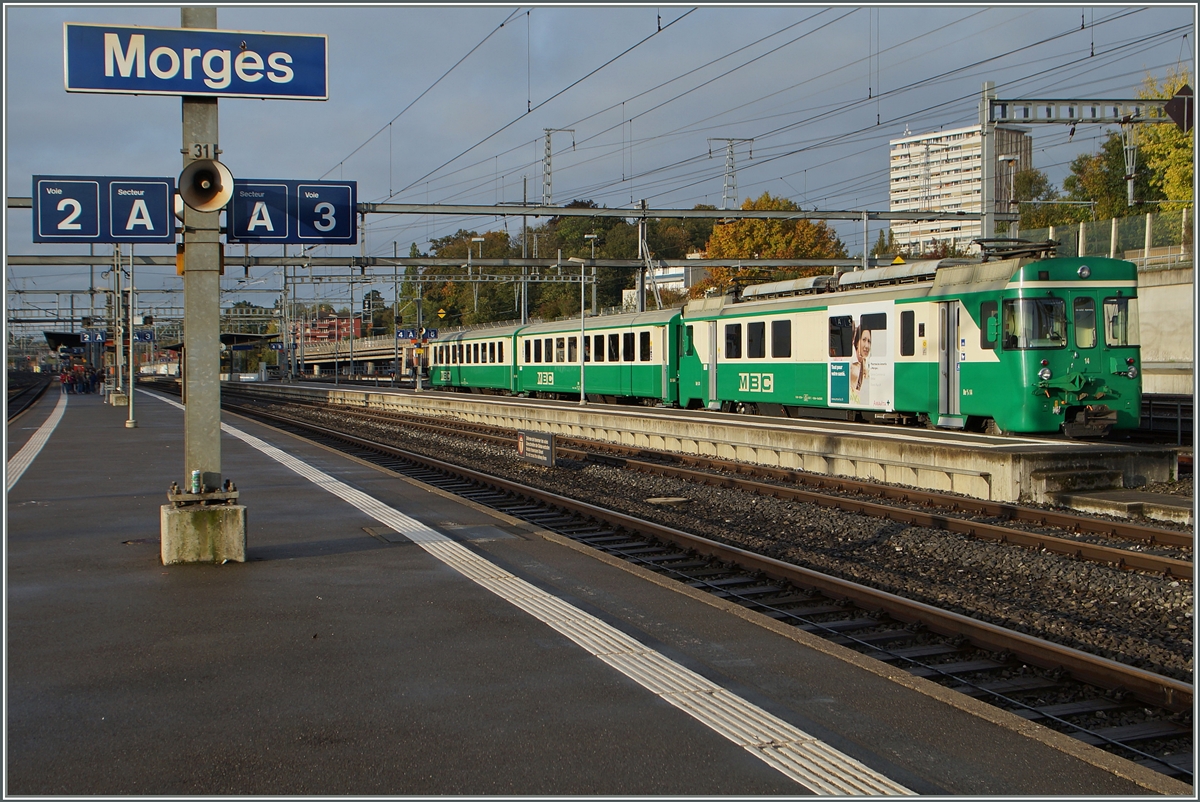 Ein BAM Regionalzug abgestellt in Morges.
15. Okt. 2014