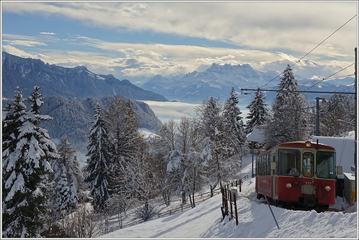 Ein CEV Regionalzug an der Haltestelle Lally.
(21.01.2015)