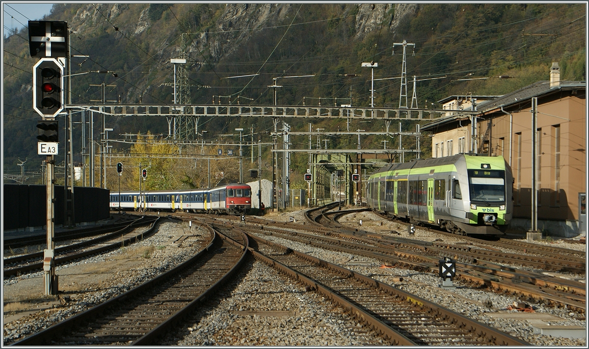 Ein  Ltschberger  von Bern fhrt in Brig ein.
31. Okt. 2013