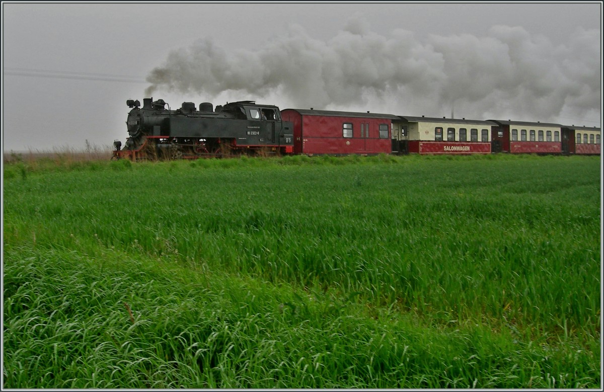 Ein  Molli  Dampfzug unterwegs in der nähe der Haltestelle  Steilküste .
17. Mai 2006