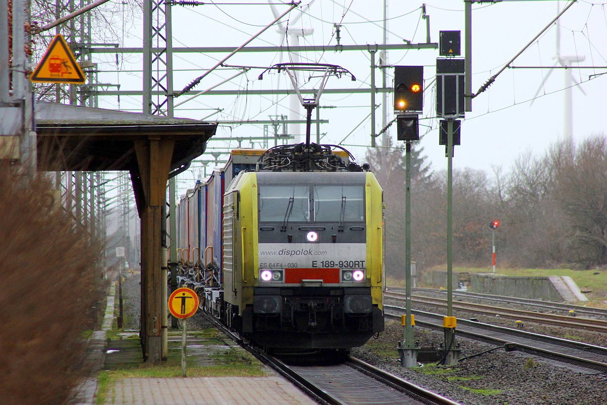 Eine der letzten gelben  Sicken ...ES64F4-030 oder 6 189 930RT mit einem Lauritzen KLV nach Italien aufgenommen in Jübek bei Schleswig. 31.01.2016