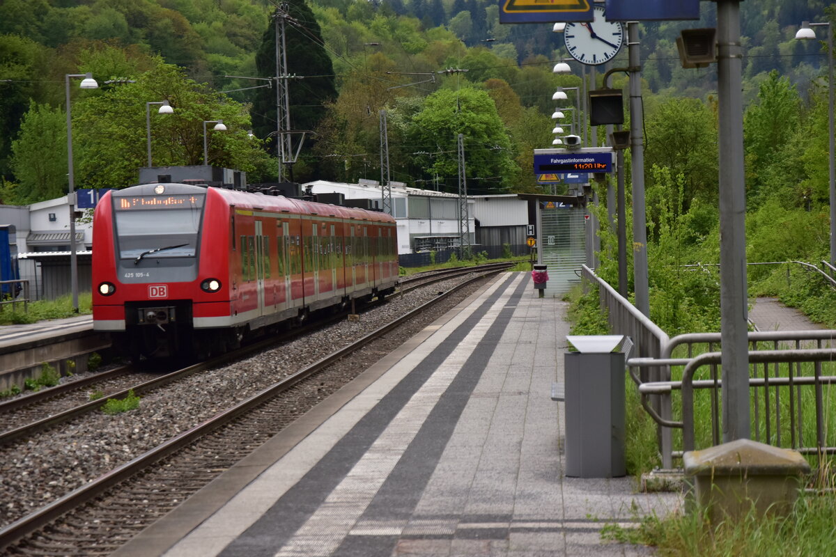 Einfahrt eines S1 Zuges nach Kaiserslautern bei der Einfahrt in Zwingenberg Neckar am Samstag den 20.4.24