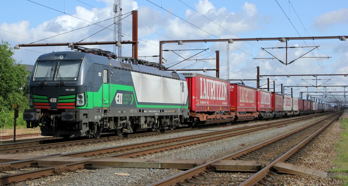 ELL/ELOC/TXL 193 282-1 mit dem Lauritzen KLV abgestellt im Bhf Padborg. 09.06.2019