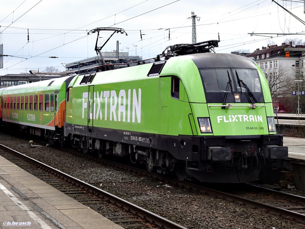 ES 64 U2-005 fr den neuen FLIXTRAIN von hh-altona nach kln,abfahrt von altona,01.04.18