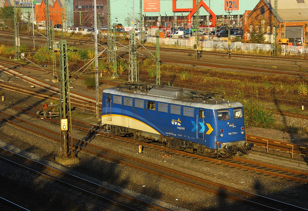 EVB 140 774-1 aufgenommen von der Walter-Dudek Brücke am Bhf Hamburg-Harburg. 04.11.2015