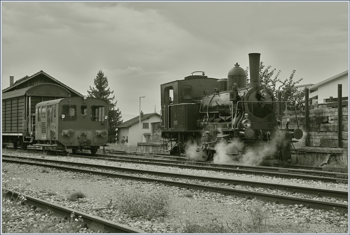 Faszination Dampf: Das Tigerli der ST in Triengen; oder etwas ausführlichger: Die 1907 bei der SLM unter der Fabriknummer 1810 für die SBB gebaute E 3/3 8479 ist heute bei der Sursee Triengen Bahn (ST) im Einsatz. Sie trägt nicht nur für jederman ersichtlich die Nummer 5, sondern verfügt auch über eine UIC Nummer: 90 85 0008 479-7. 
27. August 2017