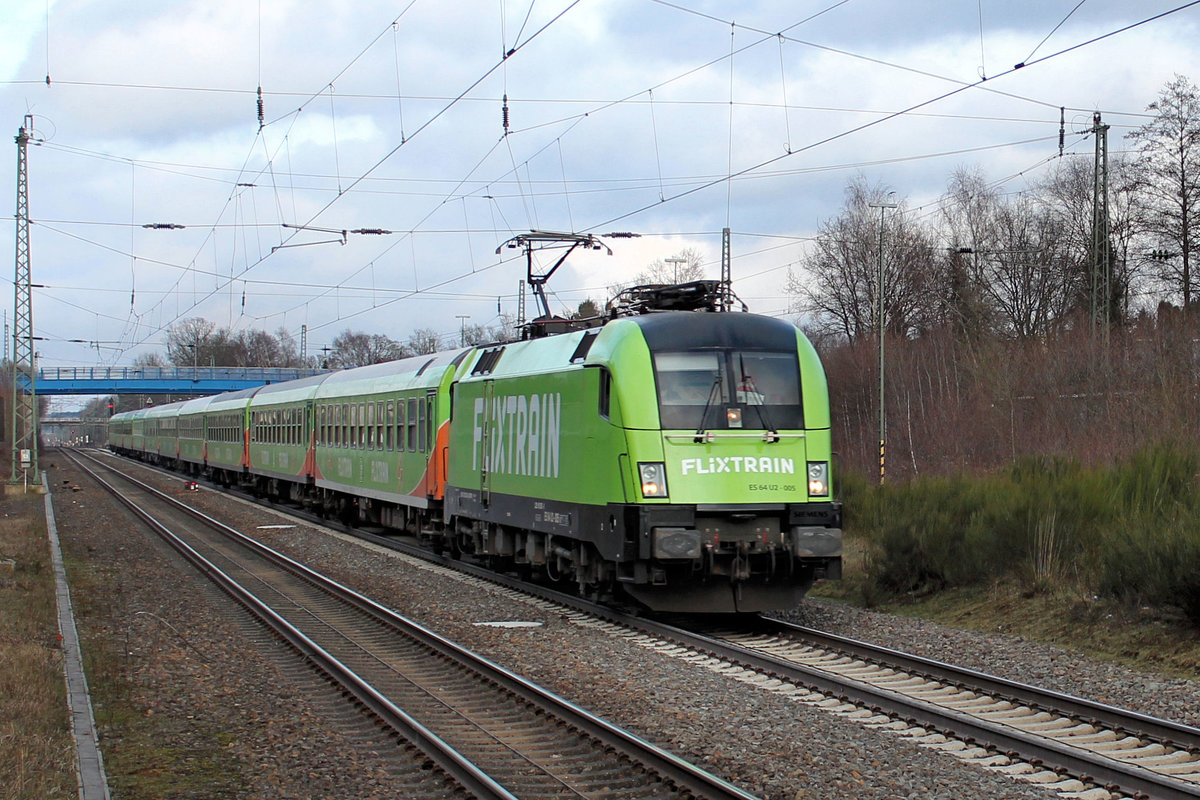 FLIXTRAIN - ES 64 U2-005 auf den Weg von Hamburg-Altona  nach Kln. Tostedt, den 29.03.2018