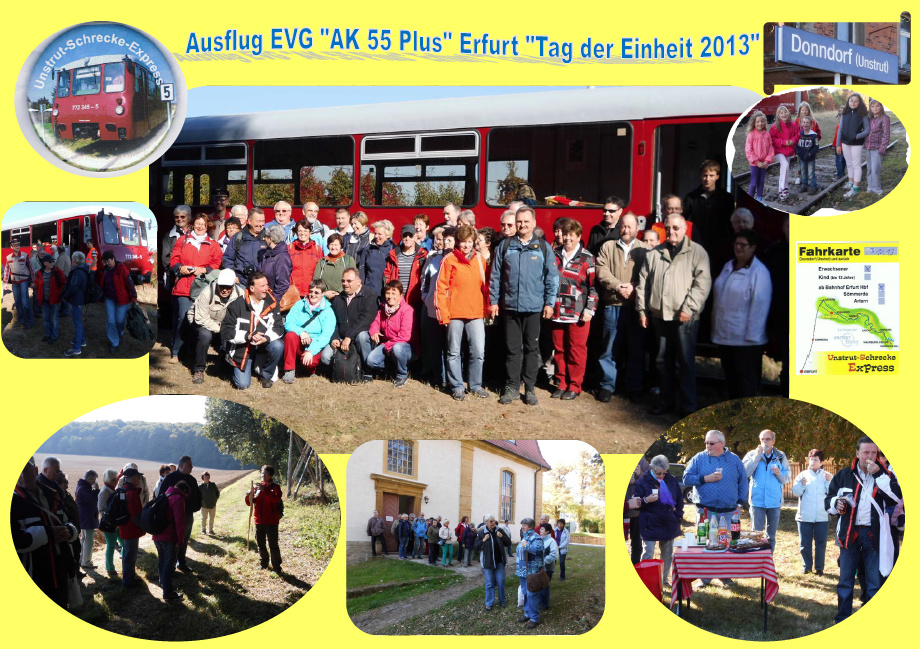 Fotocollage des EVG  AK 55 Plus  aus Erfurt, �ber die Fahrt mit dem  Unstrut-Schrecke-Express  am 03.10.2013.